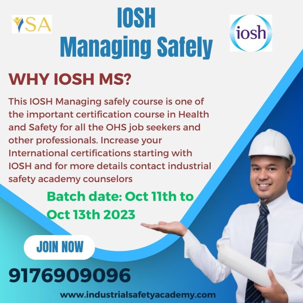 iosh course fees in Chennai, iosh managing safely course in Chennai, iosh certificate course fees details